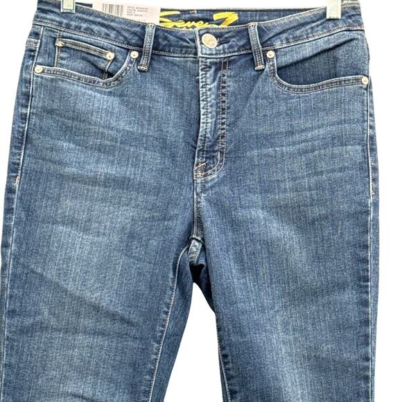 Seven 7 High Rise Step Hem Blue Denim Light Distressed Wash Jeans Women 6 NWT - Picture 4 of 8